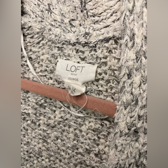 Loft Lounge sweater, size Large, gray and white knit - Picture 4 of 6